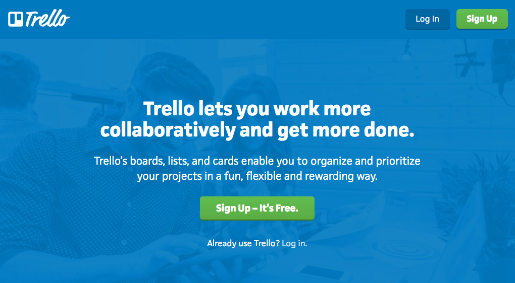 Trello's call-to-action that effectively compels readers